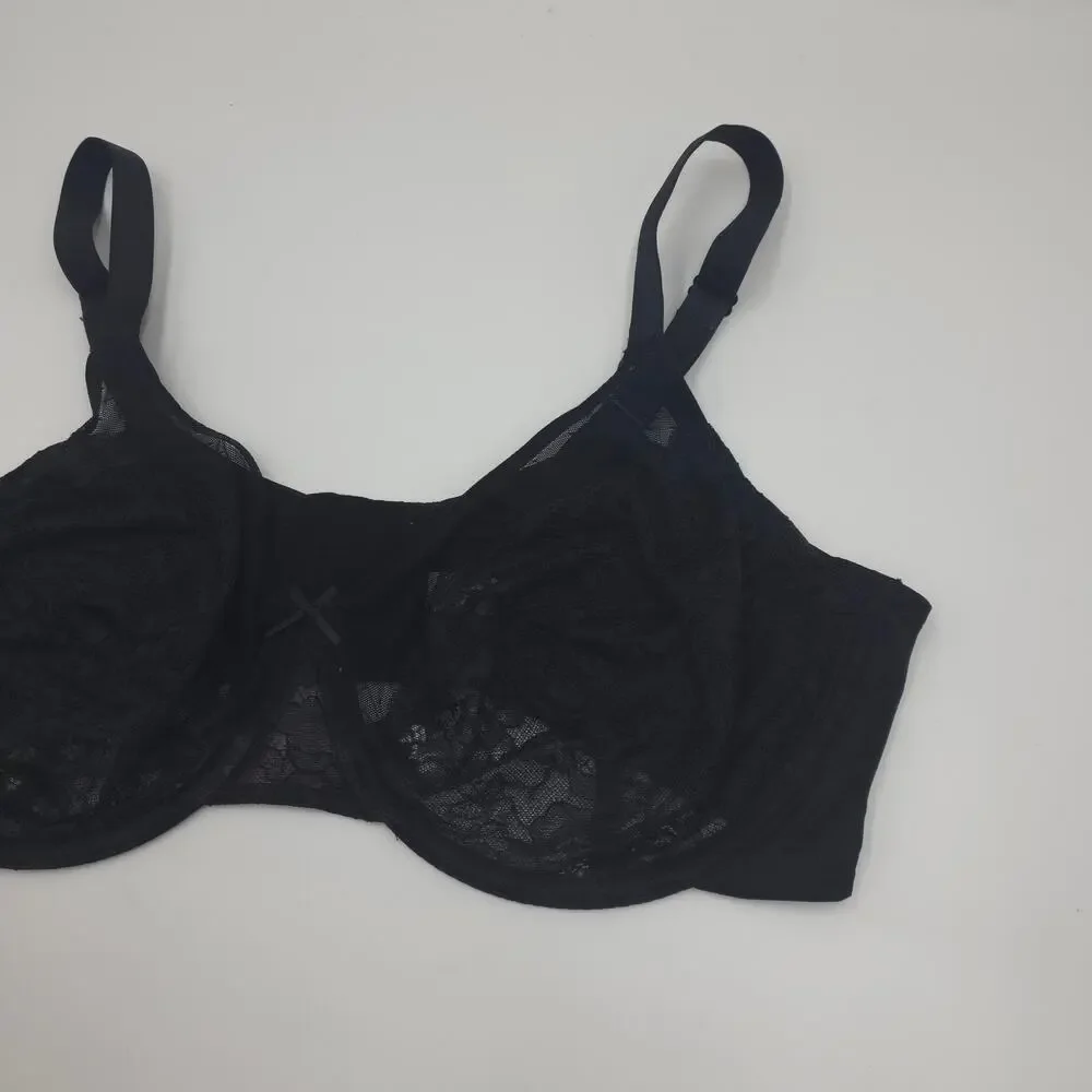 HSIA Bundle of Two Enchante Unlined Lace Underwire Bra Black Cream Size 40DD - Picture 3 of 10